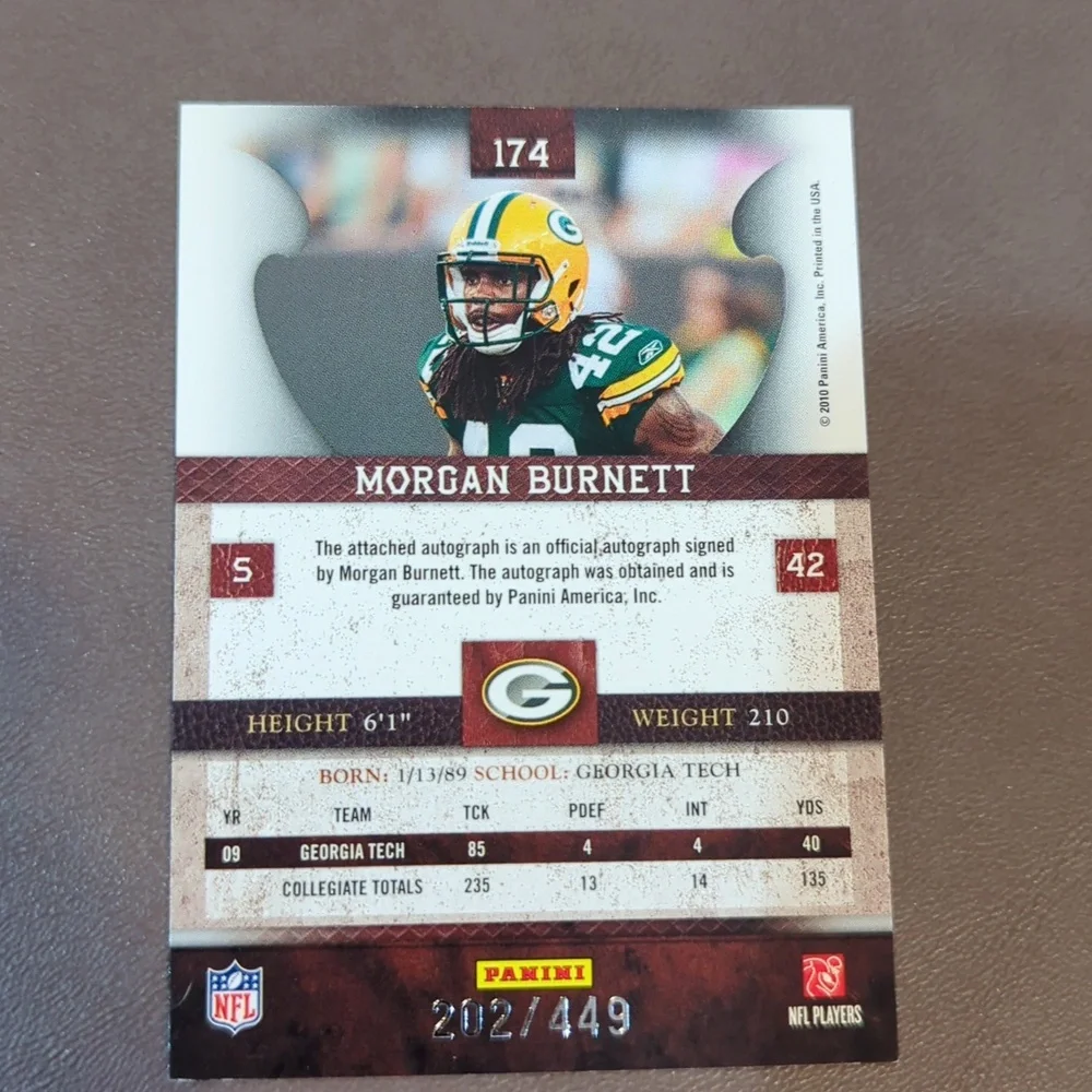 Lot of 3 Morgan Burnett rookie autograph insert Green Bay Packers Topps #42